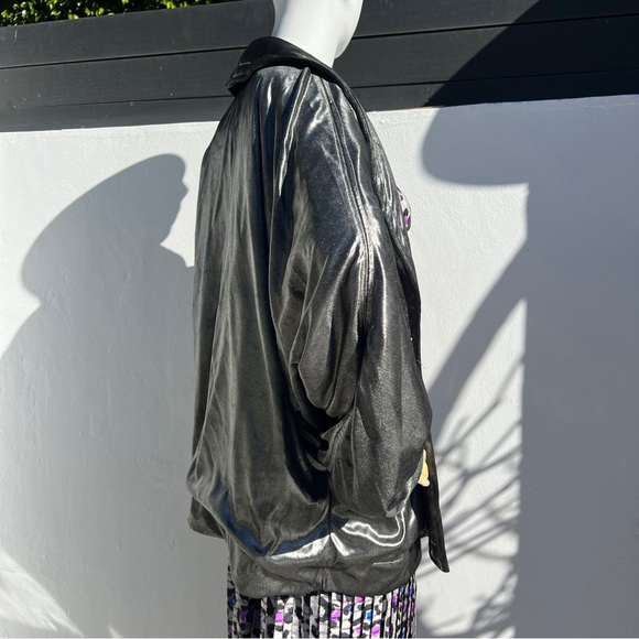 80s Metallic Button Up Bomber Jacket - Picture 8 of 16